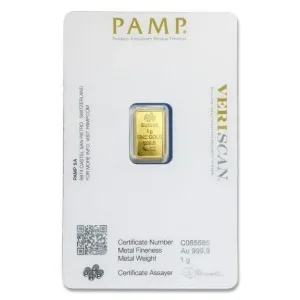 1 Gram PAMP Suisse Gold Bar - Lady Fortuna