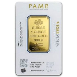 1 oz PAMP Suisse Gold Bar - Lady Fortuna (Veriscan)
