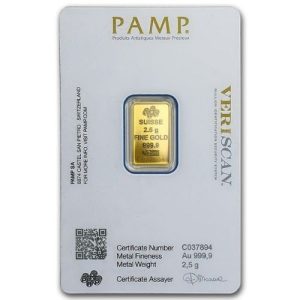 2.5 Gram Gold Bar - PAMP Suisse Lady Fortuna (In Assay)