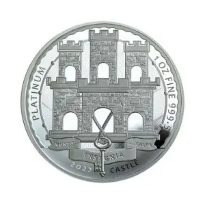 2022 1 oz Gibraltar Platinum Castle Coin