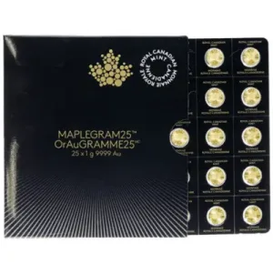 25 x 1 Gram Gold Maple Leafs Maplegram 25 x 1 Gram Gold Maple Leafs Maplegram