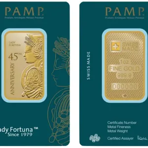 1 oz Lady Fortuna Gold Bar - 45th Anniversary 1 oz Lady Fortuna Gold Bar - 45th Anniversary