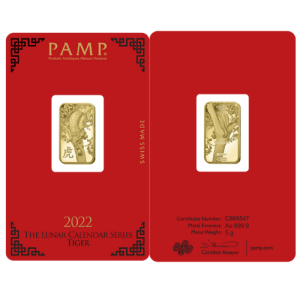 5 Gram PAMP Suisse Lunar Tiger Gold Bar (New, In Assay)