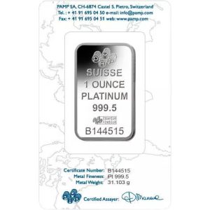 1 oz PAMP Suisse Platinum Bar - Lady Fortuna(New w/Assay)