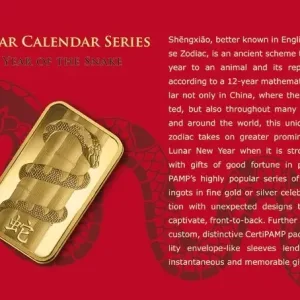2013 PAMP Suisse White Snake 1 Oz Gold Bar  (In Assay)