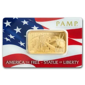 1 oz PAMP Suisse America The Free Statue of Liberty, American Buffalo, Liberty Bell or Bald Eagle Gold Bar (In Assay)
