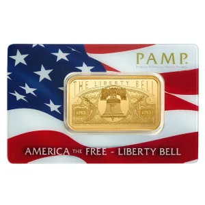 1 oz PAMP Suisse America The Free Statue of Liberty, American Buffalo, Liberty Bell or Bald Eagle Gold Bar (In Assay)