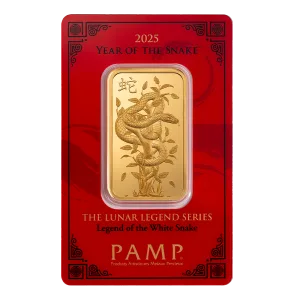 2025 1 oz Gold Bar PAMP – Legend of the White Snake Goddess