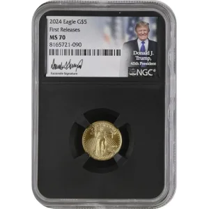 United States Mint 2024 American Gold Eagle 1/10 Oz NGC MS70 FR Trump 45th President Label