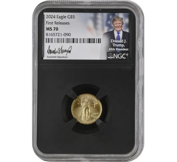United States Mint 2024 American Gold Eagle 1/10 Oz NGC MS70 FR Trump 45th President Label