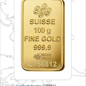 100 Gram PAMP Suisse Gold Bar – Rosa (In Assay)