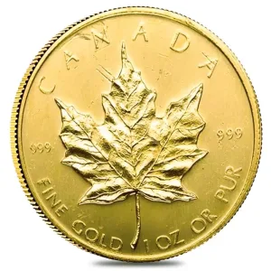 1 oz Canadian Maple Leaf Gold Coin .999 Fine - Random Year (Abrasions)