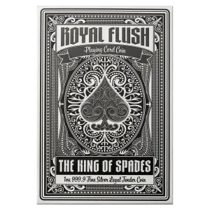 PAMP 1 oz Pure Silver Card Shaped Coin - Royal Flush King of Spades