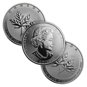 10 Oz Silver Coin - Maple Leaf 10 oz Canada Silver Coin Maple Leaf Random Year - .9999 Fine Silver - Royal Canadian Mint New.
