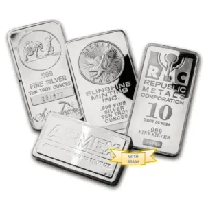 10 oz Random Brand 999 Silver Bar (With Assay) 10 oz Random Brand 999 Silver Bar (With Assay)